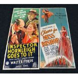 INSPECTOR HORNLEIGH GOES TO IT & CHEERS FOR MISS BISHOP two original UK cinema posters from the