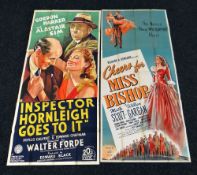 INSPECTOR HORNLEIGH GOES TO IT & CHEERS FOR MISS BISHOP two original UK cinema posters from the