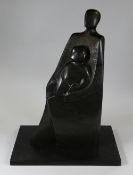 CAROLE VINCENT marble, sculpture of a lady with child, 60cms high