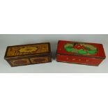 TWO ANTIQUE BISCUIT TINS being a Co-Operative Wholesale Society, Cardiff tin in the form of a