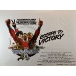 ESCAPE TO VICTORY original UK cinema poster from 1981, printed by W. E. Berry Ltd, folded, framed,