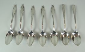 SEVEN BIRKS STERLING SILVER TEASPOONS 3.5ozs Provenance: Estate of Helen Zienkiewicz Deceased (