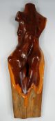 JOHN M TAULBUT wood carving - torso, signed & with artist's address label verso, 97cms high