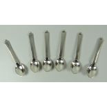 A SET OF SIX GEORG JENSEN DENMARK STERLING SILVER TEASPOONS, 2.28oz, together with the original