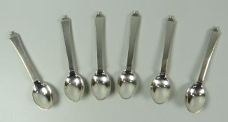 A SET OF SIX GEORG JENSEN DENMARK STERLING SILVER TEASPOONS, 2.28oz, together with the original