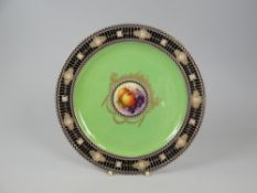 ROYAL WORCESTER PLATE WITH PAINTED FRUIT BY RICHARD SEBRIGHT dated 1919, 22cms diam