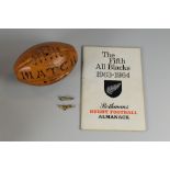 A 1974 NEW ZEALAND ALL BLACKS AUTOGRAPHED MINIATURE BALL together with a 'Rothman's Rugby Football