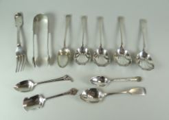 A PARCEL OF MIXED ENGLISH HALLMARKED SILVER FLATWARE 9.9ozs Provenance: Estate of Helen