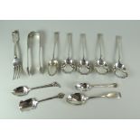 A PARCEL OF MIXED ENGLISH HALLMARKED SILVER FLATWARE 9.9ozs Provenance: Estate of Helen