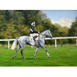 ROY MILLER oil on canvas - portrait of 'Bruni & rider Tony Murray', St Leger winners 1975, signed