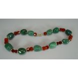 A JADE & CORNELIAN NECKLACE