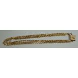 A BELIEVED 9ct GOLD CABLE CHAIN with unusual part-gold (believed) clasp, total weight 33gms