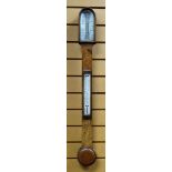 A NINETEENTH CENTURY WALNUT ENCASED STICK BAROMETER by T B Winter of Grey Street, Newcastle-on-