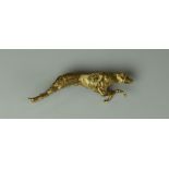 A BELIEVED 15CT GOLD GREYHOUND BROOCH not hallmarked (tested by vendor) on later pin, 12gms gross
