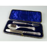 A CASED GEORGE IV KINGS PATTERN TRAVELLING CUTLERY SET of knife, spoon & fork, London 1826