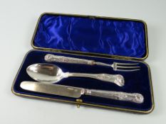 A CASED GEORGE IV KINGS PATTERN TRAVELLING CUTLERY SET of knife, spoon & fork, London 1826