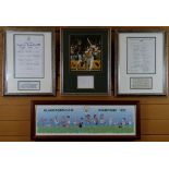 A PARCEL OF SIGNED FRAMED CRICKET ITEMS included are a signed photograph of Ian Botham, a fully