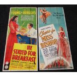 CHEERS FOR MISS BISHOP & HE STAYED FOR BREAKFAST two original UK cinema posters from the 1940's,