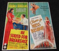 CHEERS FOR MISS BISHOP & HE STAYED FOR BREAKFAST two original UK cinema posters from the 1940's,