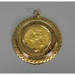 A 1903 GOLD FULL-SOVEREIGN in a non-marked believed gold pendant-mount, total weight 14gms