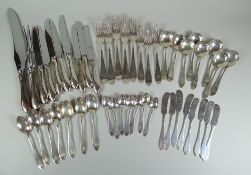 A LARGE QUANTITY OF BIRKS STERLING SILVER CUTLERY comprising eight soup spoons 9ozs, five large