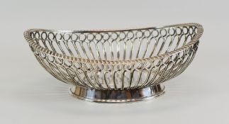 A WMF SILVER-PLATE BASKET of oval openwork form, bears WMF mark for exports of France circa 1909-