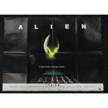 ALIEN original UK cinema poster from 1979, printed by Lonsdale & Bartholomew, folded, pin holes in