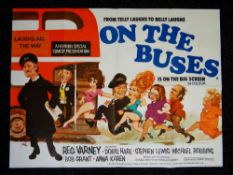 ON THE BUSES original UK cinema poster from 1971, printed by Lonsdale & Bartholomew, folded, near