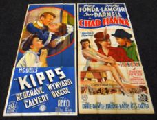 KIPPS & CHAD HANNA two original UK cinema posters from the 1940's, posters are numbered, folded