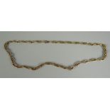 A 9CT YELLOW GOLD ROPE-TWIST & CABLE NECKLACE, 21gms