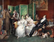 ANTOINETTE HAUDEBOURT-LESCOT watercolour - satirical early nineteenth century domestic scene with