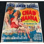 CHAD HANNA original UK cinema poster from 1940 featuring Henry Fond, poster is numbered, folded