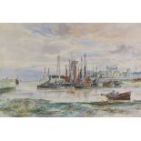 ALEXANDER BALLINGALL (Scottish circa. 1850-1910) watercolour - fishing boats in a harbour with
