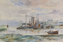 ALEXANDER BALLINGALL (Scottish circa. 1850-1910) watercolour - fishing boats in a harbour with