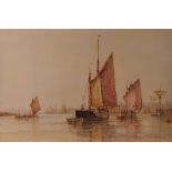 FREDERICK JAMES ALDRIDGE (1850-1933) watercolour - Dutch river scene, signed, 35 x 53cms