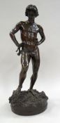 NOËL-JULES GIRAUD bronze - nineteenth century sculpture study of a figure stomping wine grapes