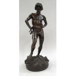 NOËL-JULES GIRAUD bronze - nineteenth century sculpture study of a figure stomping wine grapes