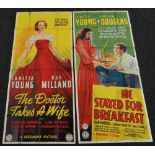 DOCTOR TAKES A WIFE & HE STAYED FOR BREAKFAST two original UK cinema posters from the 1940's,