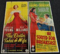 DOCTOR TAKES A WIFE & HE STAYED FOR BREAKFAST two original UK cinema posters from the 1940's,