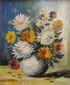 TONI BEYOM oil on board - study of flowers in a vase, 29 x 24cms