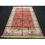 KASHMIR CARPET red ground tree of life design, 193 x 294cms