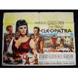 CLEOPATRA original UK cinema poster from 1963 featuring Elizabeth Taylor and Richard Burton, artwork