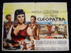 CLEOPATRA original UK cinema poster from 1963 featuring Elizabeth Taylor and Richard Burton, artwork