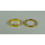 TWO 22CT YELLOW GOLD BAND RINGS, 7.1gms