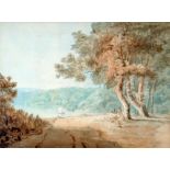 FOLLOWER OF FRANCIS NICHOLSON a pair of watercolours - local Welsh scenes, possibly Britton ferry,