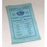 VARSITY MATCH RUGBY UNION PROGRAMME Oxford vs Cambridge tie dated 1924