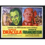 SCARS OF DRACULA & HORROR OF FRANKENSTEIN original UK double-feature cinema poster from 1970,