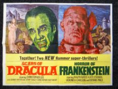 SCARS OF DRACULA & HORROR OF FRANKENSTEIN original UK double-feature cinema poster from 1970,