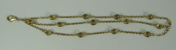 A 9ct YELLOW GOLD SPHERE & CABLE LINK NECKLACE, 5.5gms