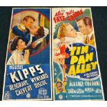 KIPPS & TIN PAN ALLEY two original UK cinema posters from the 1940's, posters are numbered, folded